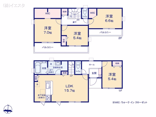 愛知県長久手市岩作北山の新築戸建て 4LDK間取図 ※図面と異なる場合は現況を優先
