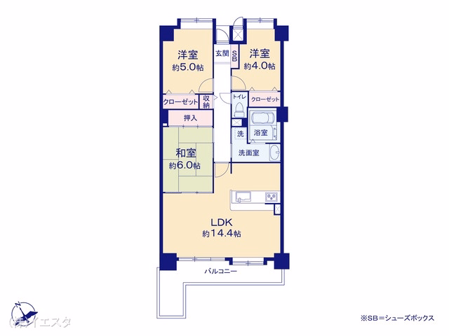 愛知県名古屋市守山区御膳洞のマンション『大森アイリス参番館』 3LDK間取図 ※図面と異なる場合は現況を優先