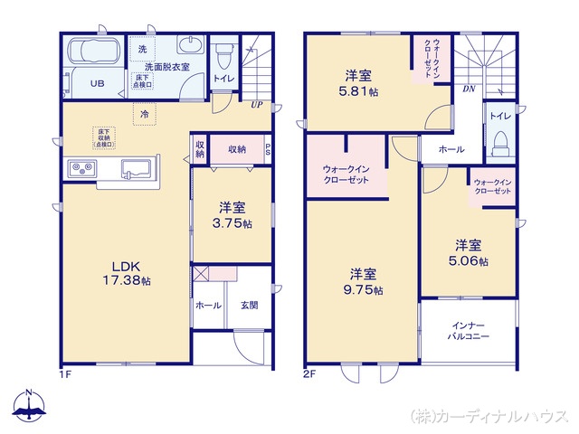愛知県名古屋市北区楠味鋺5丁目の新築戸建て 4LDK間取図 ※図面と異なる場合は現況を優先