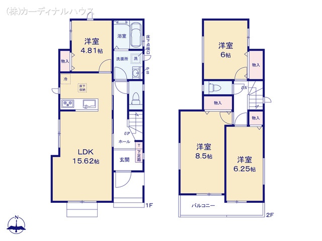 愛知県名古屋市中川区服部4丁目の新築戸建て 4LDK間取図 ※図面と異なる場合は現況を優先