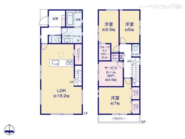 神奈川県横浜市港北区篠原台町の新築戸建て 3LDK間取図 ※図面と異なる場合は現況を優先
