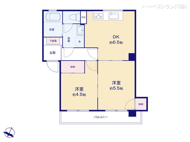 神奈川県相模原市南区南台４丁目のマンション『パーソナルハイツ相模原』 2DK間取図 ※図面と異なる場合は現況を優先