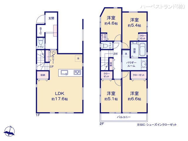 神奈川県横浜市鶴見区北寺尾１丁目の新築戸建て 4LDK間取図 ※図面と異なる場合は現況を優先