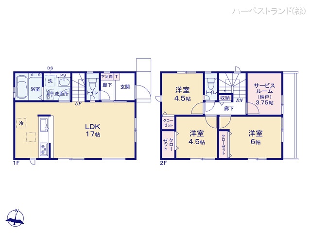 東京都立川市砂川町6丁目の新築戸建て 3LDK間取図 ※図面と異なる場合は現況を優先