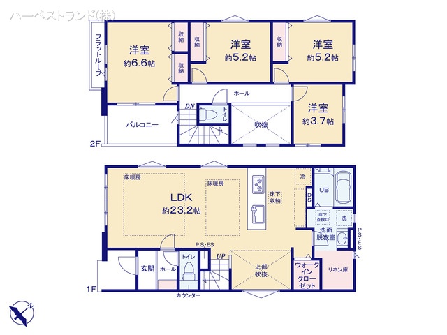 東京都八王子市元本郷町３丁目の新築戸建て 4LDK間取図 ※図面と異なる場合は現況を優先