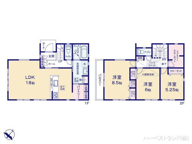 神奈川県相模原市中央区青葉２丁目の新築戸建て 3LDK間取図 ※図面と異なる場合は現況を優先