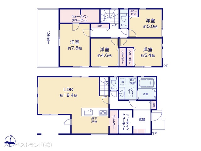 神奈川県横浜市都筑区荏田南３丁目の新築戸建て 4LDK間取図 ※図面と異なる場合は現況を優先