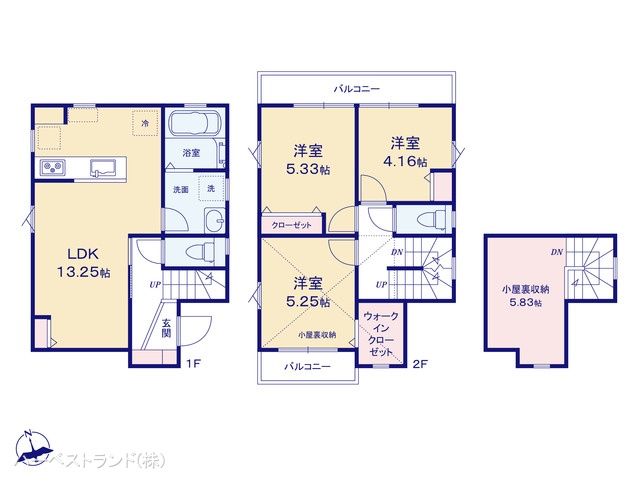 東京都町田市相原町の新築戸建て 3LDK間取図 ※図面と異なる場合は現況を優先