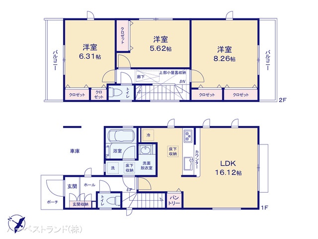 神奈川県座間市小松原2丁目の新築戸建て 3LDK間取図 ※図面と異なる場合は現況を優先