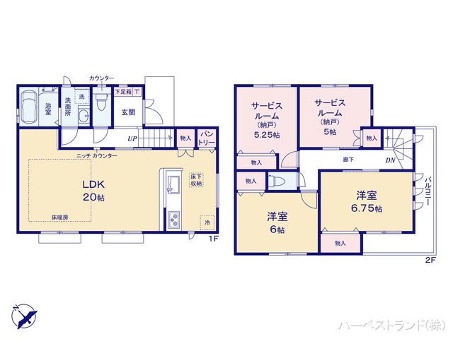 神奈川県横浜市港北区高田西３丁目の新築戸建て 2SLDK間取図 ※図面と異なる場合は現況を優先