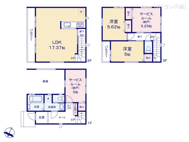 神奈川県大和市上草柳７丁目の新築戸建て 2SLDK間取図 ※図面と異なる場合は現況を優先