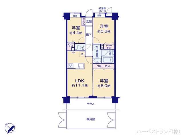 神奈川県相模原市南区上鶴間本町4丁目のマンション『ライオンズガーデン相模大野』 3LDK間取図 ※図面と異なる場合は現況を優先