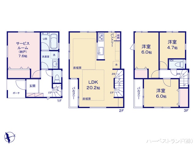 神奈川県川崎市高津区明津の新築戸建て 3SLDK間取図 ※図面と異なる場合は現況を優先