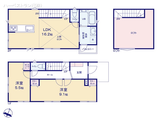 神奈川県横浜市青葉区鴨志田町の新築戸建て 2LDK間取図 ※図面と異なる場合は現況を優先
