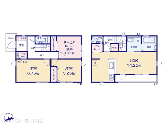 神奈川県川崎市高津区千年の新築戸建て 2SLDK間取図 ※図面と異なる場合は現況を優先