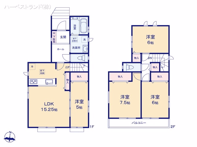 未入居 戸建て 川崎市中原区井田3丁目1578番 2号棟 間取図