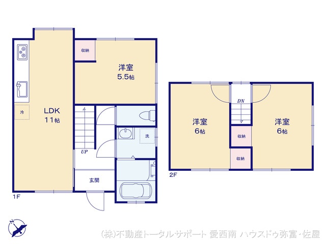 愛知県愛西市須依町北前の中古戸建て 3LDK間取図 ※図面と異なる場合は現況を優先