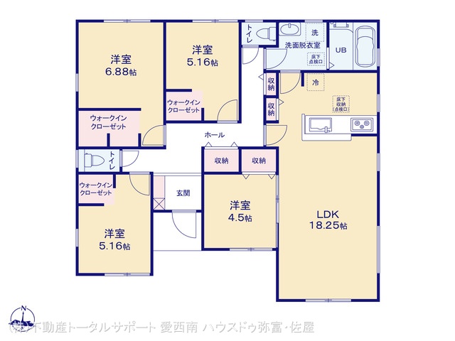 愛知県津島市江東町２丁目の新築戸建て 4LDK間取図 ※図面と異なる場合は現況を優先