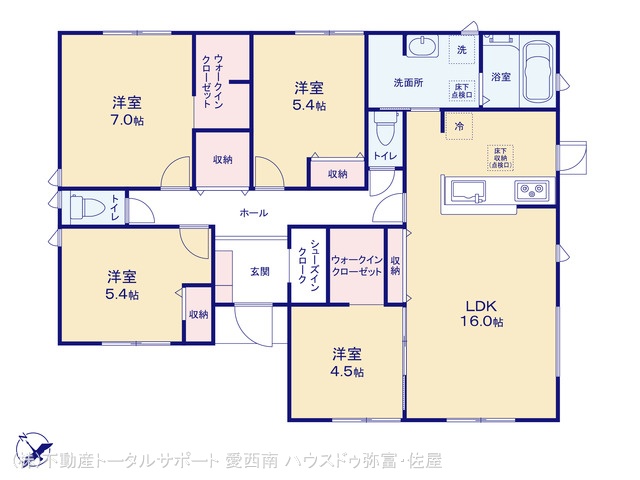 愛知県弥富市五斗山３丁目の新築戸建て 4LDK間取図 ※図面と異なる場合は現況を優先
