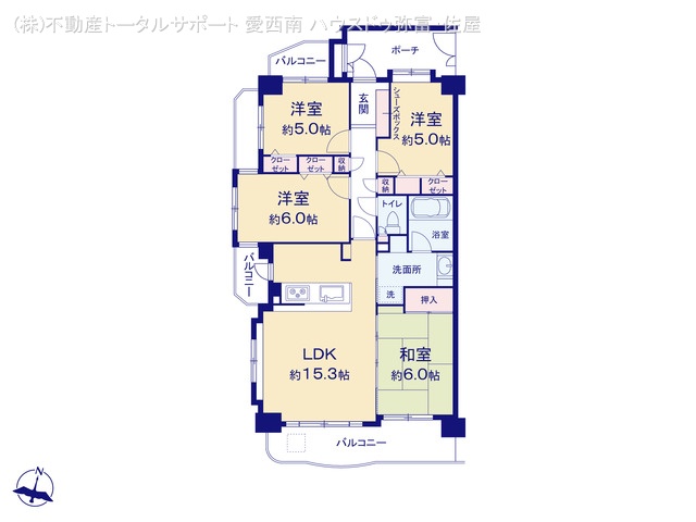 愛知県海部郡蟹江町富吉４丁目のマンション『ライオンズマンション富吉』 4LDK間取図 ※図面と異なる場合は現況を優先