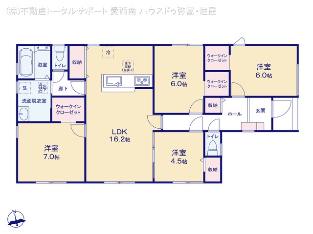 愛知県愛西市佐屋町亥新田の新築戸建て 4LDK間取図 ※図面と異なる場合は現況を優先