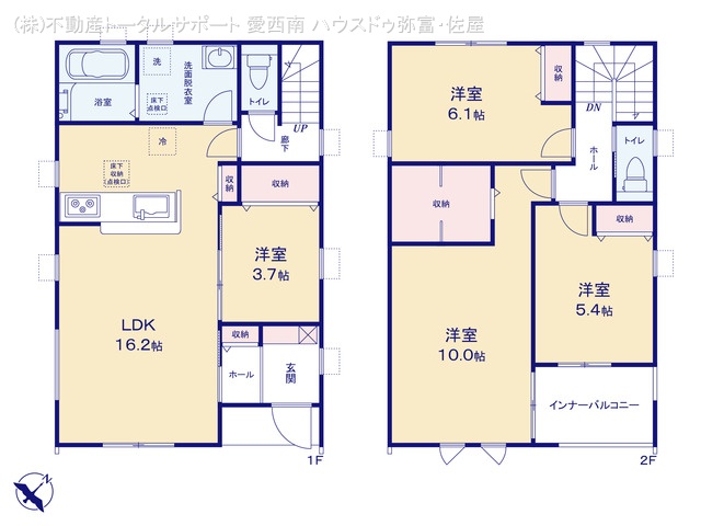 愛知県海部郡蟹江町富吉1丁目の新築戸建て 4LDK間取図 ※図面と異なる場合は現況を優先