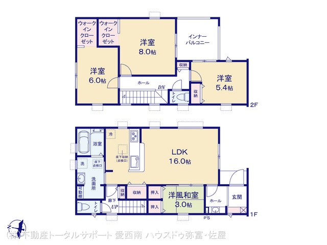 愛知県津島市大字日光字東浦の新築戸建て 4LDK間取図 ※図面と異なる場合は現況を優先