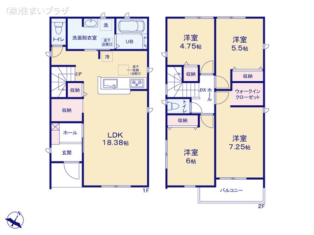 愛知県江南市河野町川西の新築戸建て 4LDK間取図 ※図面と異なる場合は現況を優先