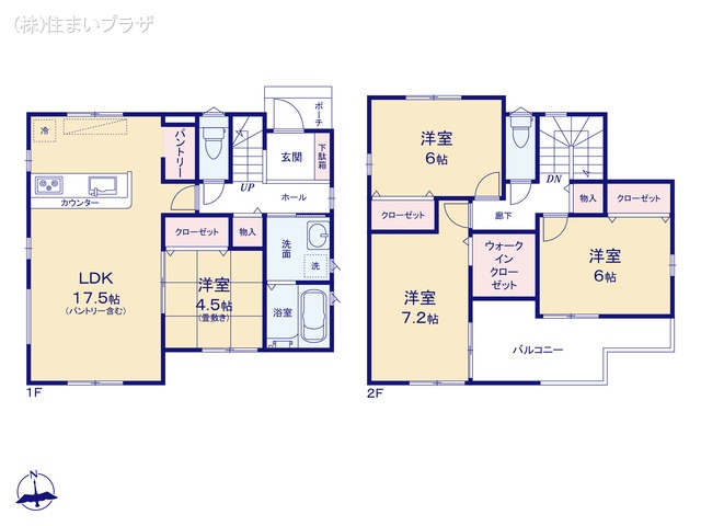 愛知県一宮市木曽川町　門間字南島海の新築戸建て 4LDK間取図 ※図面と異なる場合は現況を優先