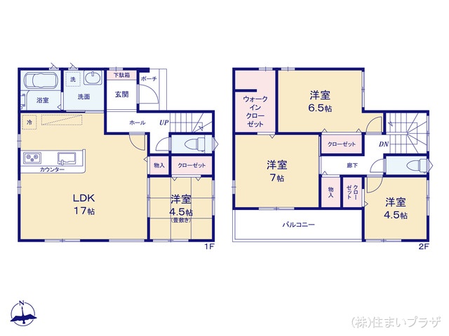 愛知県一宮市木曽川町　門間字南島海の新築戸建て 4LDK間取図 ※図面と異なる場合は現況を優先