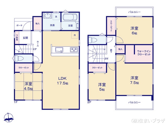愛知県一宮市今伊勢町 宮後字西茶原の新築戸建て 4LDK間取図 ※図面と異なる場合は現況を優先