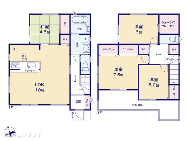 愛知県小牧市大字本庄の新築戸建て 4LDK間取図 ※図面と異なる場合は現況を優先