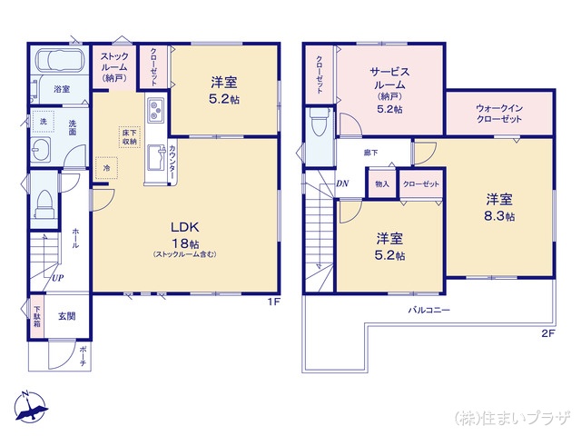 愛知県小牧市大字本庄の新築戸建て 3SLDK間取図 ※図面と異なる場合は現況を優先