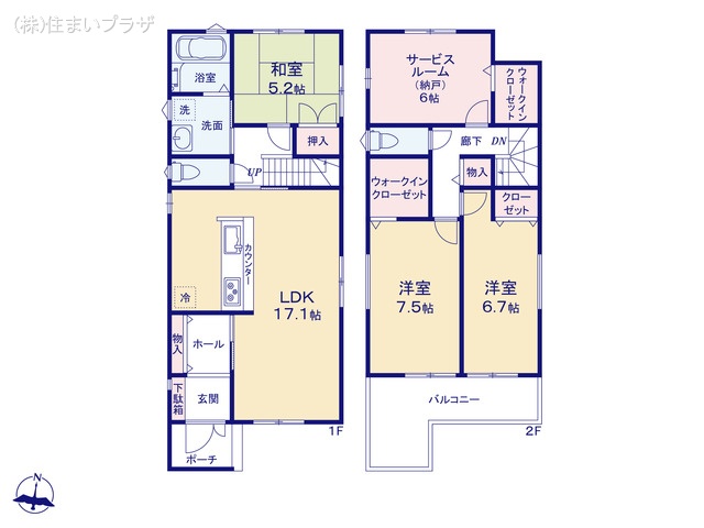 愛知県春日井市高山町3丁目の新築戸建て 3SLDK間取図 ※図面と異なる場合は現況を優先