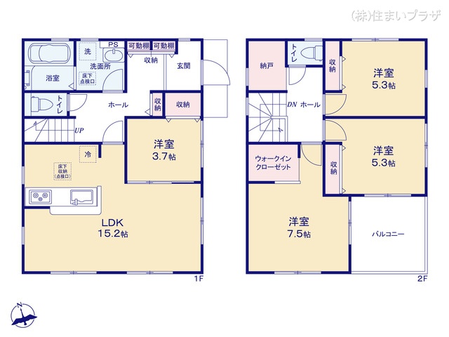 愛知県春日井市東野町西2丁目の新築戸建て 4LDK間取図 ※図面と異なる場合は現況を優先