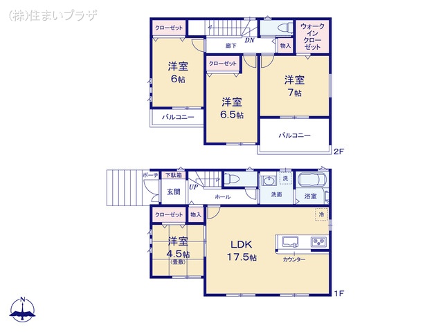 愛知県小牧市大字本庄の新築戸建て 4LDK間取図 ※図面と異なる場合は現況を優先