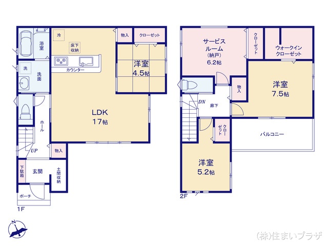 愛知県春日井市岩野町１丁目の新築戸建て 3SLDK間取図 ※図面と異なる場合は現況を優先