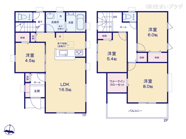 愛知県春日井市六軒屋町1丁目の新築戸建て 4LDK間取図 ※図面と異なる場合は現況を優先