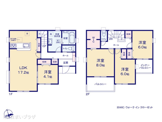 愛知県江南市安良町郷中の新築戸建て 4LDK間取図 ※図面と異なる場合は現況を優先