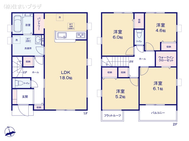 愛知県江南市安良町郷中の新築戸建て 4LDK間取図 ※図面と異なる場合は現況を優先