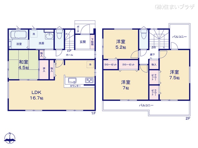 愛知県犬山市字中唐曽の新築戸建て 4LDK間取図 ※図面と異なる場合は現況を優先