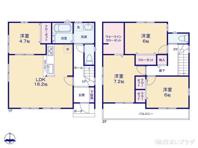 愛知県一宮市三条字山の新築戸建て 4LDK間取図 ※図面と異なる場合は現況を優先