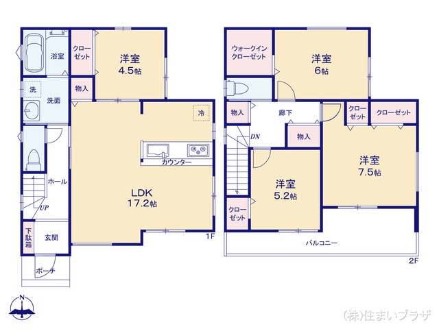 愛知県一宮市三条字山の新築戸建て 4LDK間取図 ※図面と異なる場合は現況を優先