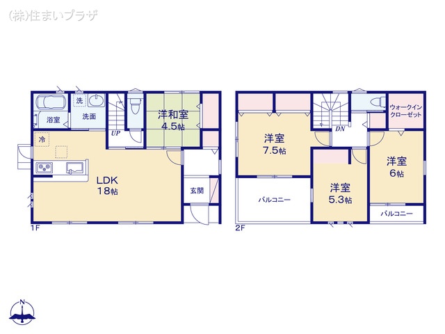 愛知県一宮市今伊勢町 馬寄字上畑田の新築戸建て 4LDK間取図 ※図面と異なる場合は現況を優先
