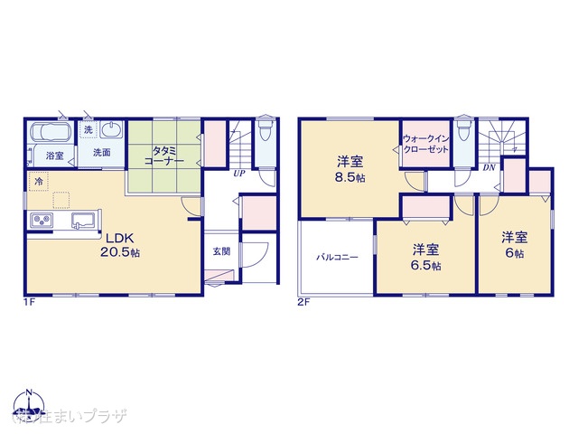 愛知県一宮市今伊勢町　馬寄字上畑田の新築戸建て 3LDK間取図 ※図面と異なる場合は現況を優先