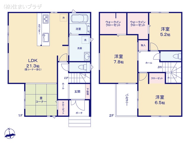 愛知県小牧市久保の新築戸建て 3LDK間取図 ※図面と異なる場合は現況を優先