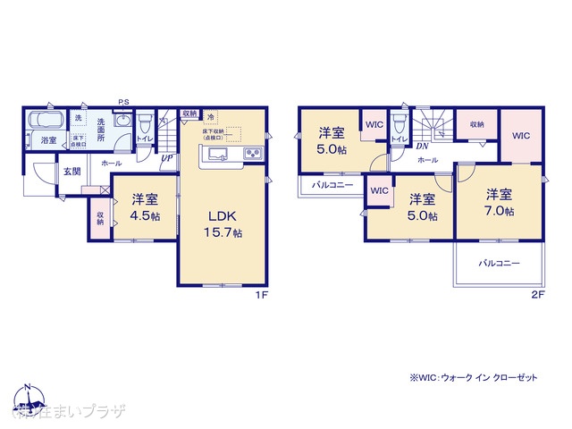 愛知県春日井市神屋町の新築戸建て 4LDK間取図 ※図面と異なる場合は現況を優先