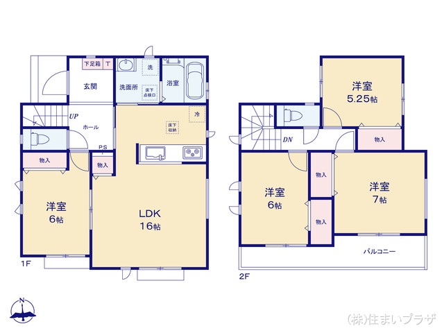 愛知県一宮市起字西生出の新築戸建て 4LDK間取図 ※図面と異なる場合は現況を優先