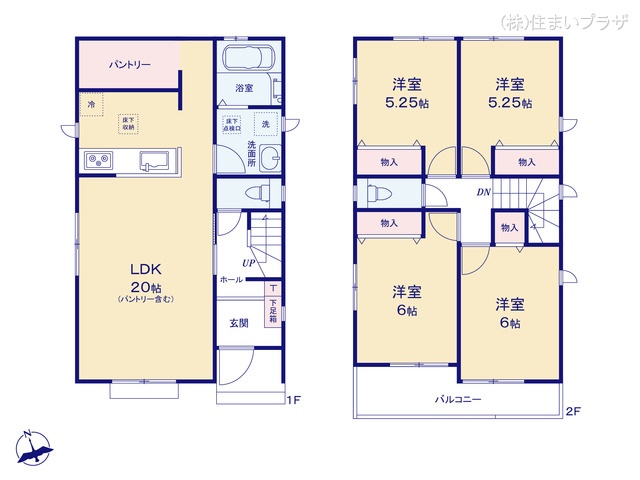 愛知県一宮市浅井町　大日比野字東屋敷の新築戸建て 4LDK間取図 ※図面と異なる場合は現況を優先