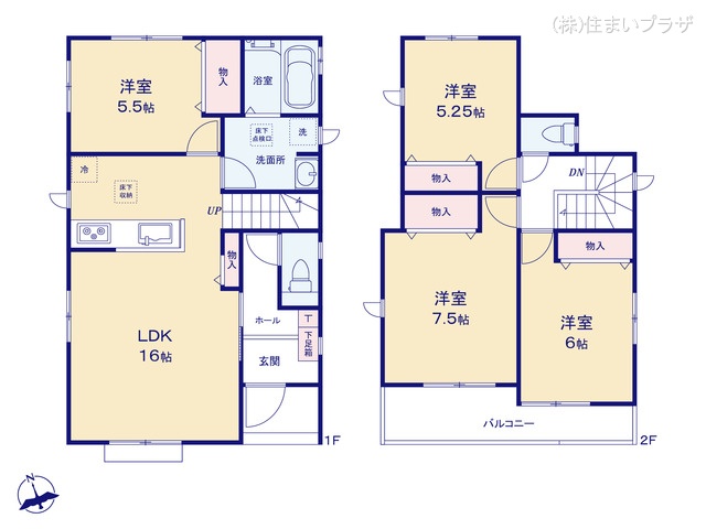 愛知県一宮市浅井町　大日比野字東屋敷の新築戸建て 4LDK間取図 ※図面と異なる場合は現況を優先